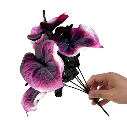 13.4 Inch Artificial Anthurium Flower Bush Bouquet 6 Stems Halloween Decor Faux Silk Flowers