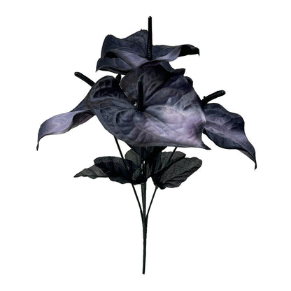 13.4 Inch Artificial Anthurium Flower Bush Bouquet 6 Stems Halloween Decor Faux Silk Flowers