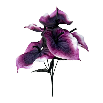 13.4 Inch Artificial Anthurium Flower Bush Bouquet 6 Stems Halloween Decor Faux Silk Flowers