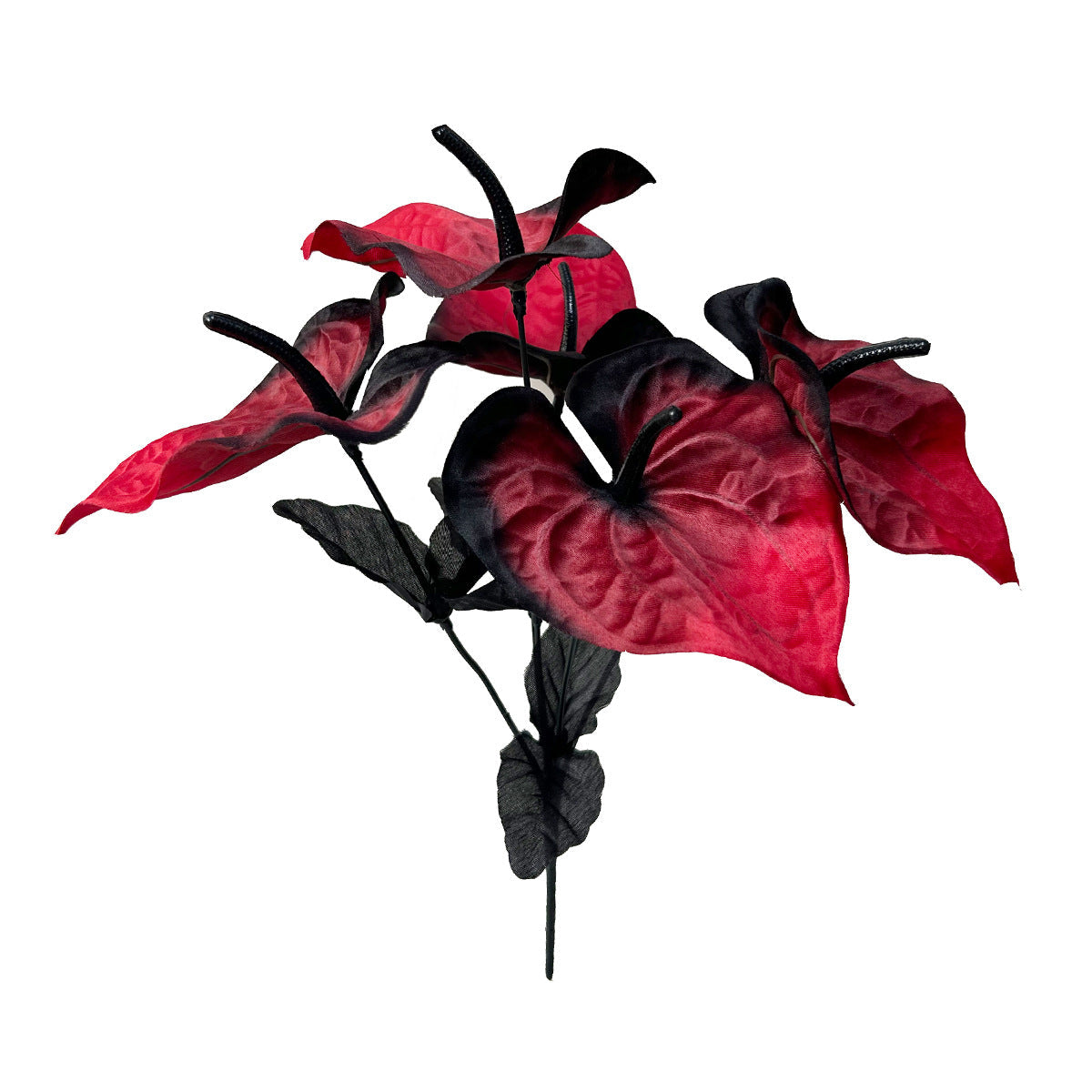 13.4 Inch Artificial Anthurium Flower Bush Bouquet 6 Stems Halloween Decor Faux Silk Flowers