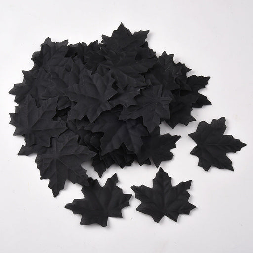 500 Pcs Black Artificial Maple Leaves for Halloween Decorations, Centerpieces, Cake Presentation