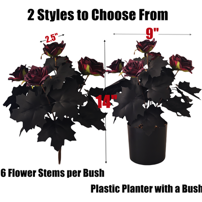 14 Inch Silk Halloween Roses 10 Pcs Artificial Flowers for Floral Arrangements and Gothic Decor