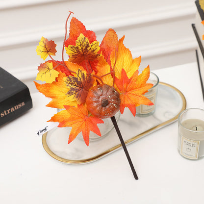 19 Styles Halloween Artificial Flower Stems with Pumpkins, Bulk Floral Centerpiece Picks, Mixed Colors