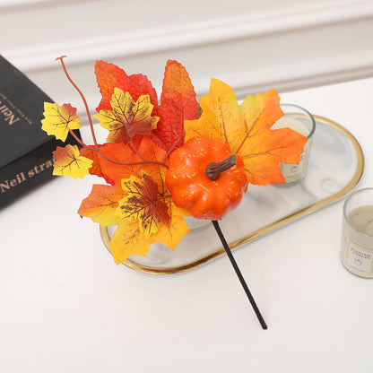 19 Styles Halloween Artificial Flower Stems with Pumpkins, Bulk Floral Centerpiece Picks, Mixed Colors