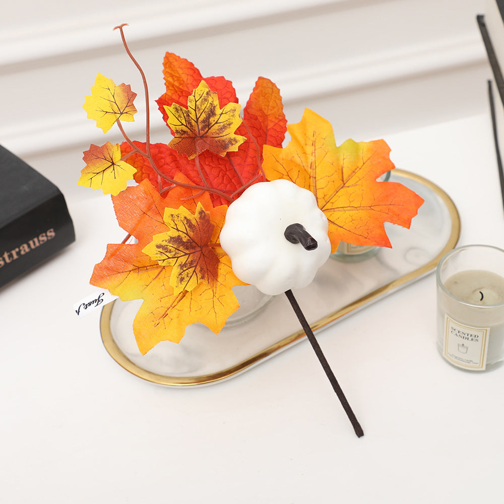 19 Styles Halloween Artificial Flower Stems with Pumpkins, Bulk Floral Centerpiece Picks, Mixed Colors