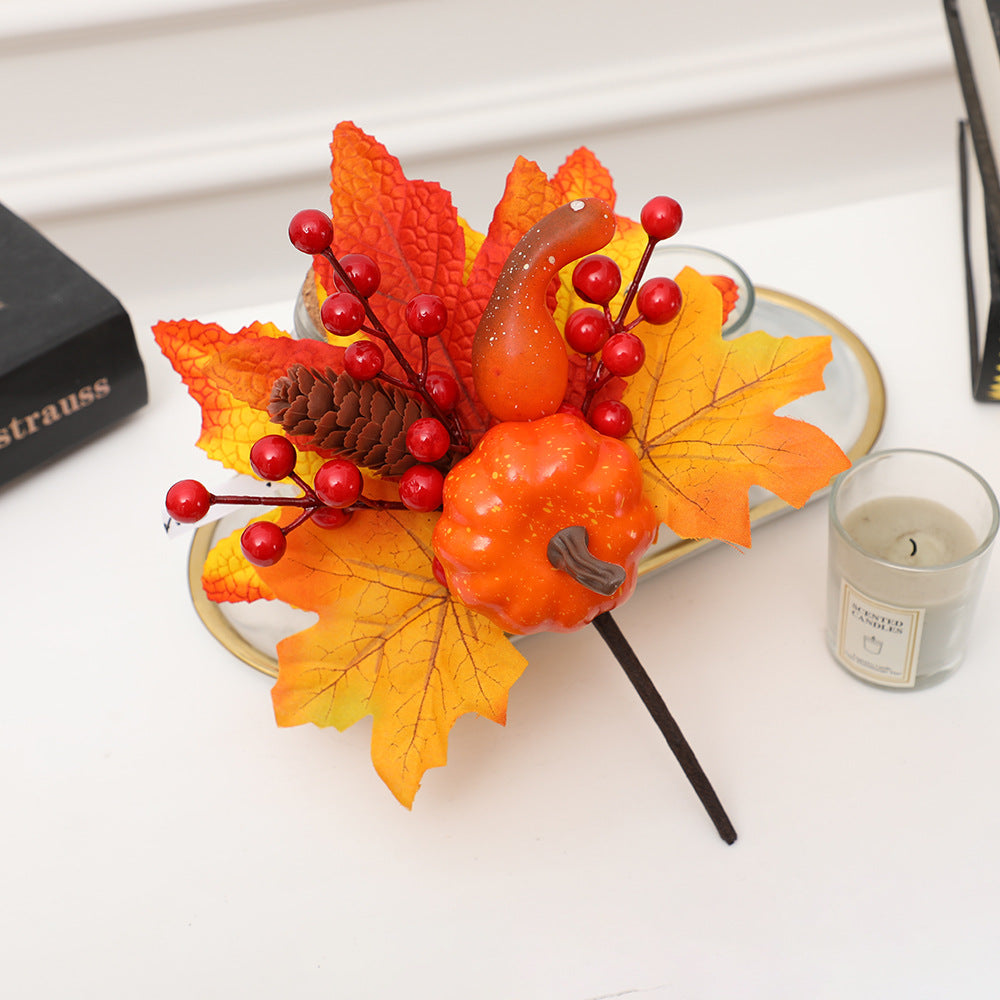 19 Styles Halloween Artificial Flower Stems with Pumpkins, Bulk Floral Centerpiece Picks, Mixed Colors