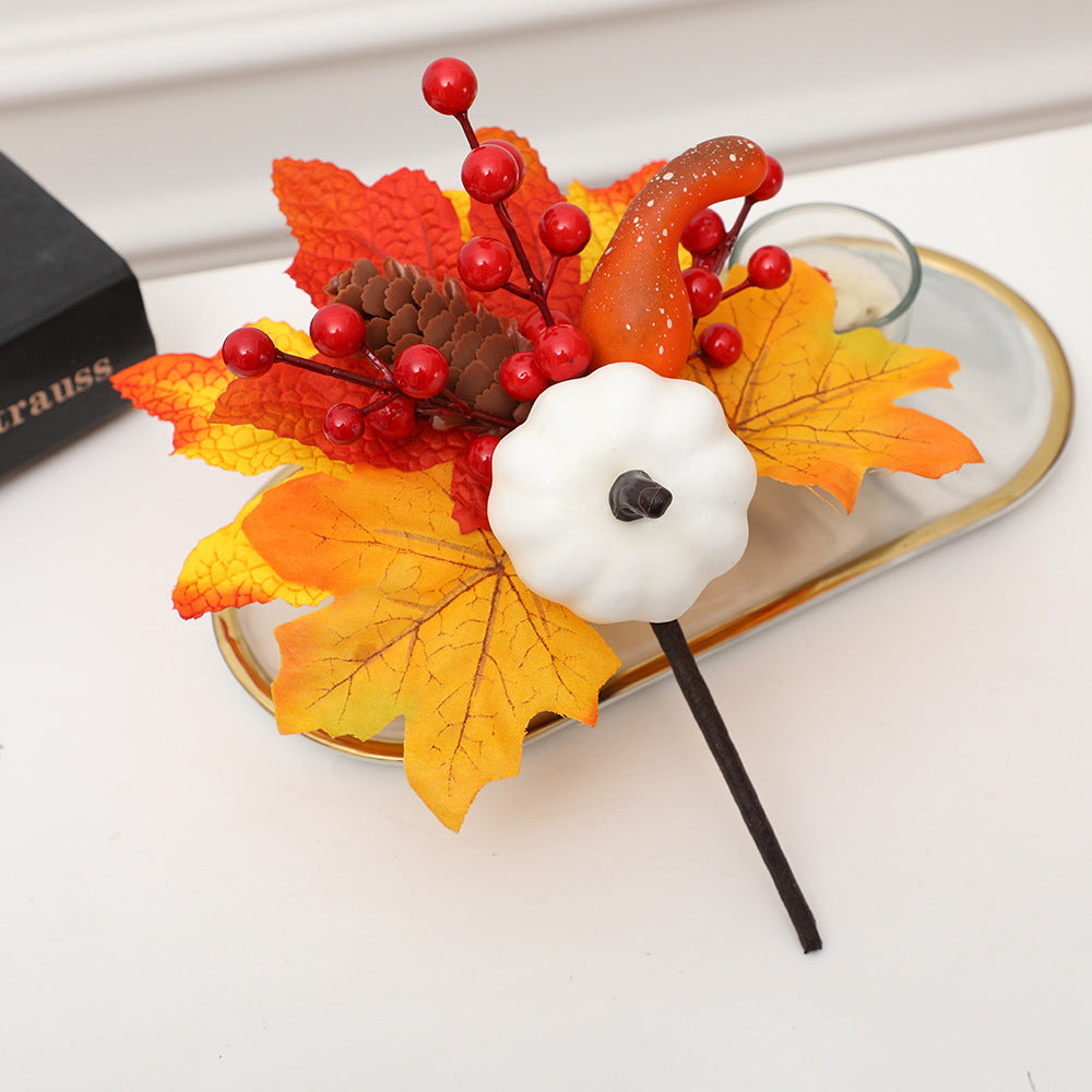 19 Styles Halloween Artificial Flower Stems with Pumpkins, Bulk Floral Centerpiece Picks, Mixed Colors