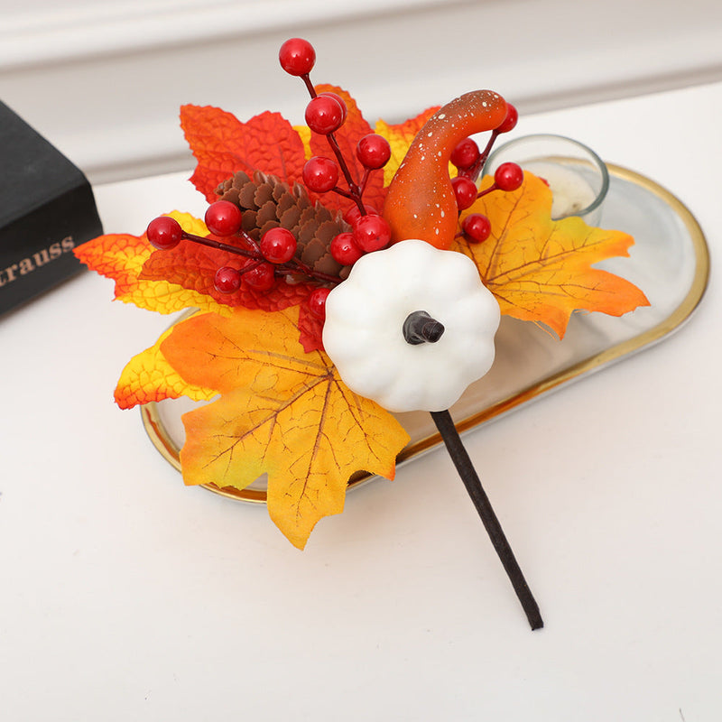 19 Styles Halloween Artificial Flower Stems with Pumpkins, Bulk Floral Centerpiece Picks, Mixed Colors