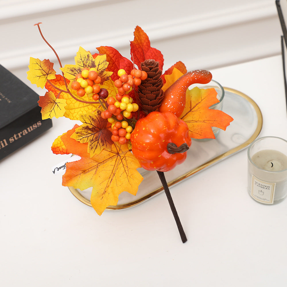 19 Styles Halloween Artificial Flower Stems with Pumpkins, Bulk Floral Centerpiece Picks, Mixed Colors