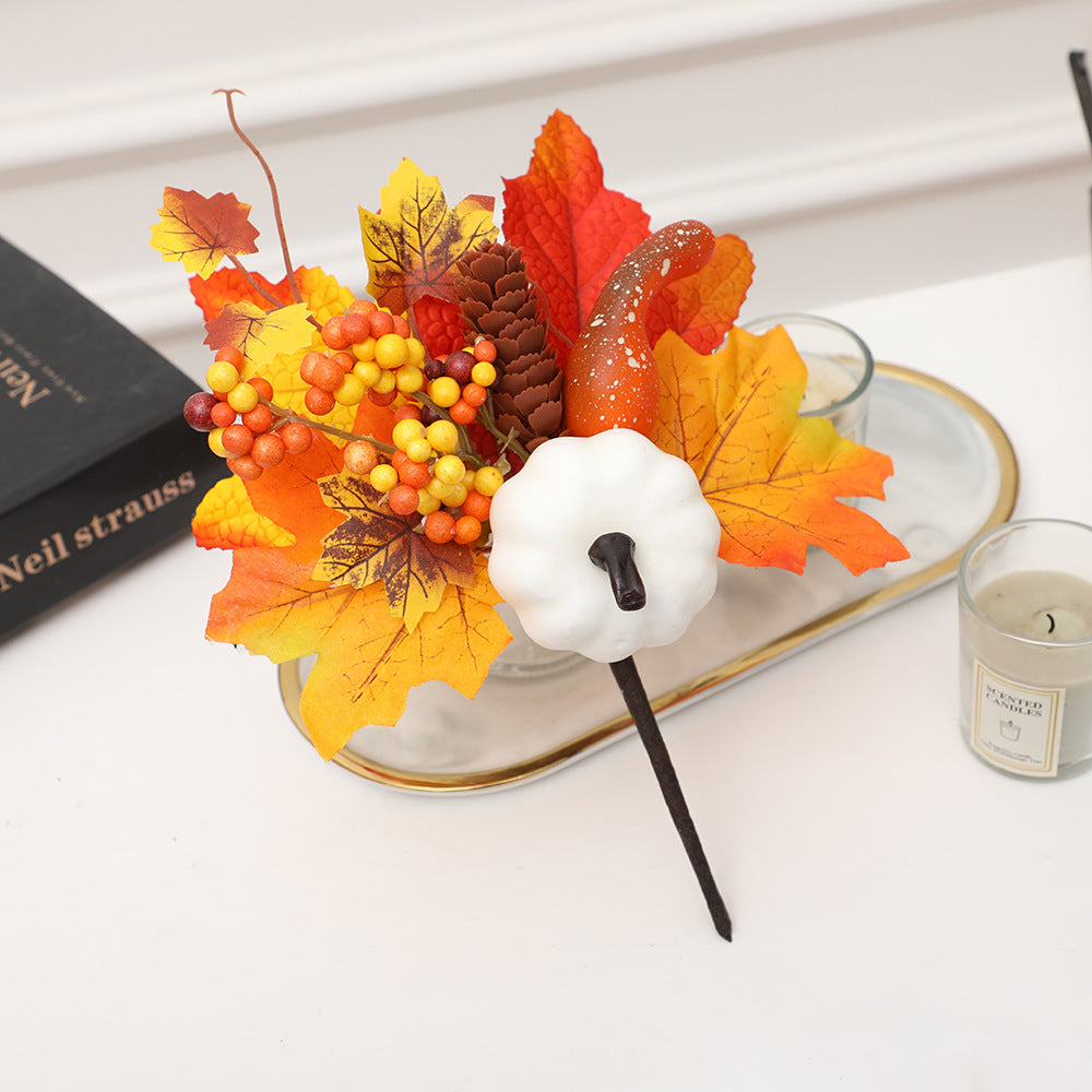 19 Styles Halloween Artificial Flower Stems with Pumpkins, Bulk Floral Centerpiece Picks, Mixed Colors