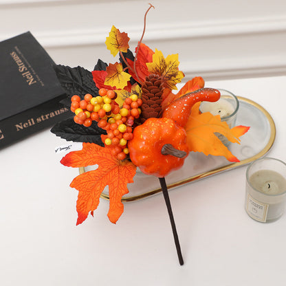 19 Styles Halloween Artificial Flower Stems with Pumpkins, Bulk Floral Centerpiece Picks, Mixed Colors