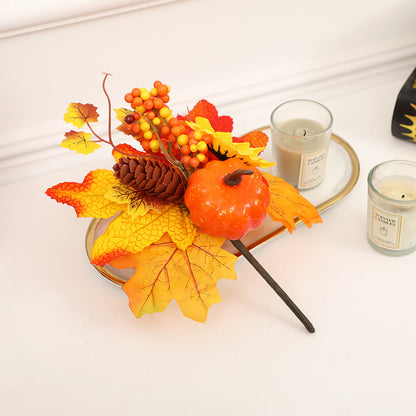 19 Styles Halloween Artificial Flower Stems with Pumpkins, Bulk Floral Centerpiece Picks, Mixed Colors
