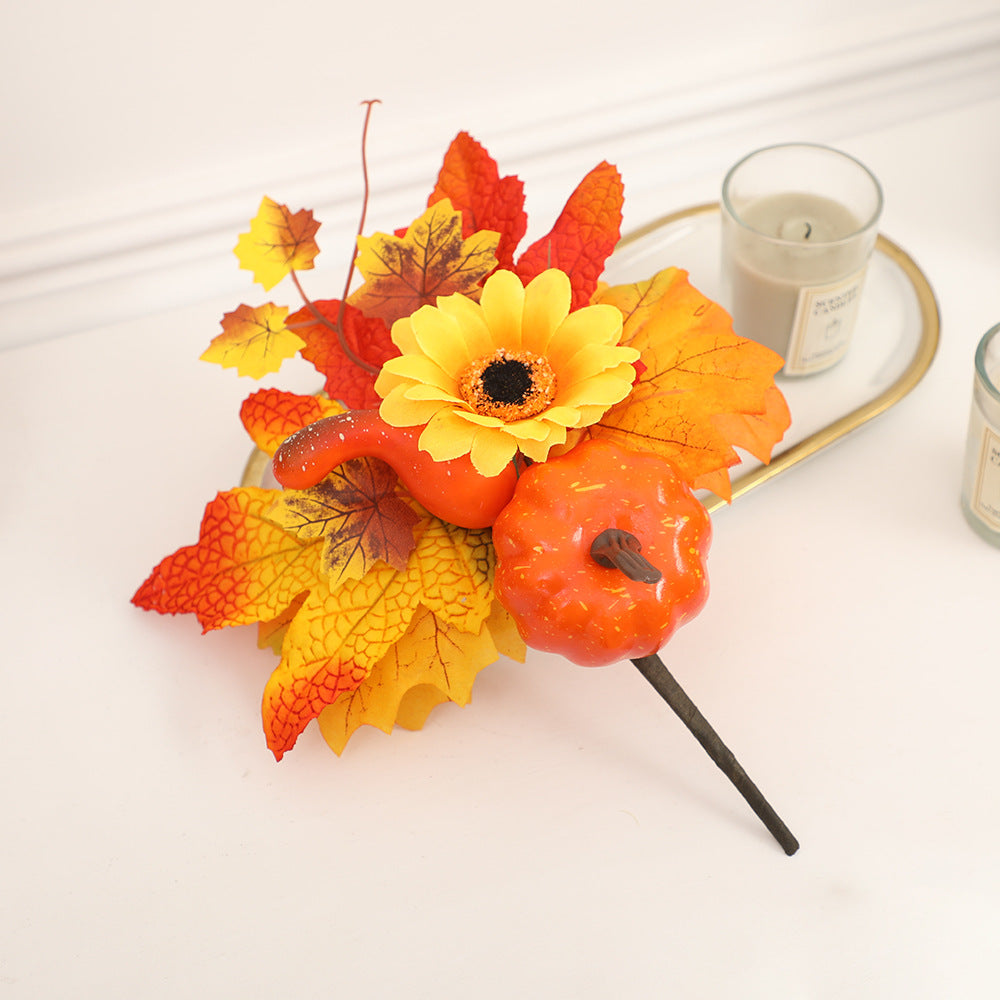 19 Styles Halloween Artificial Flower Stems with Pumpkins, Bulk Floral Centerpiece Picks, Mixed Colors
