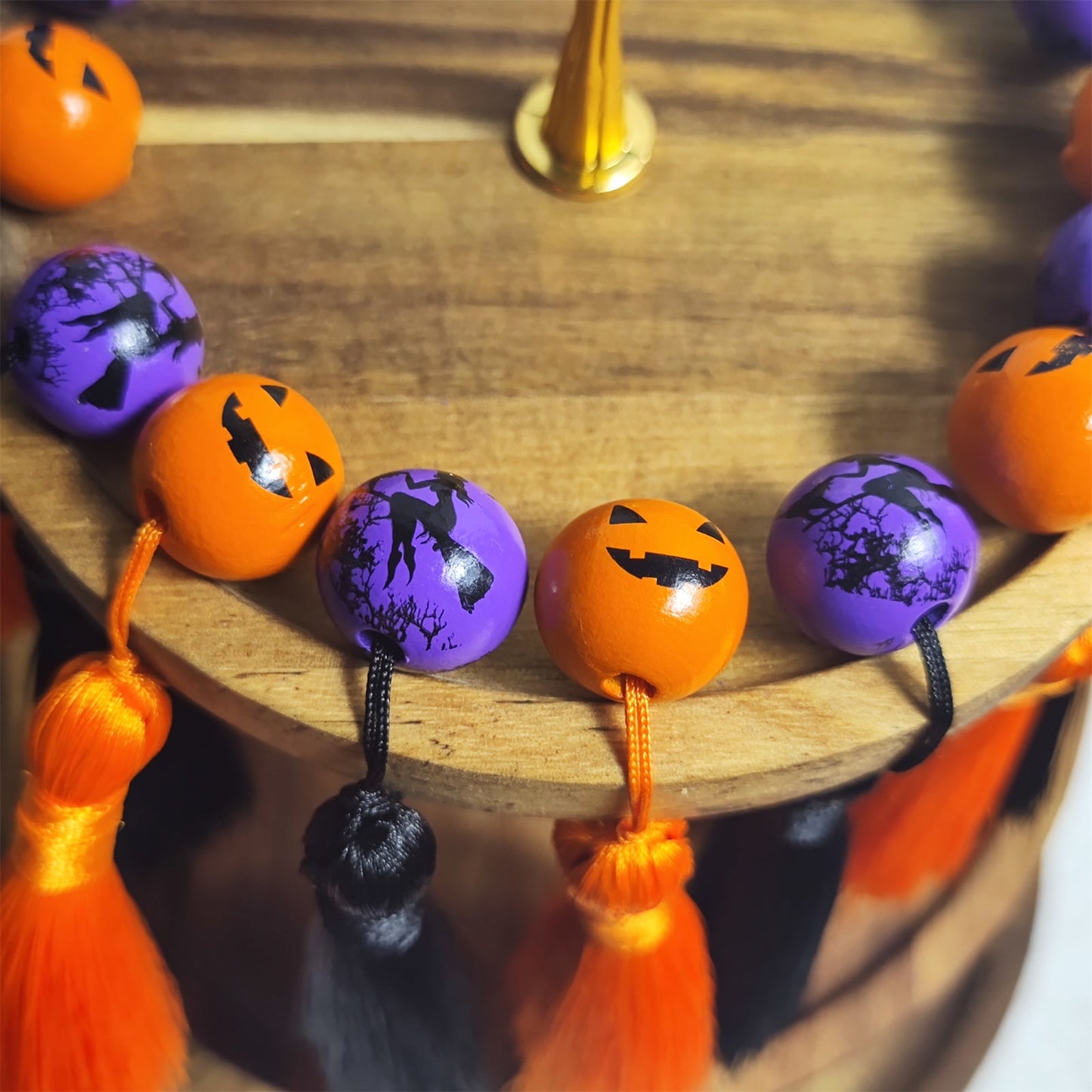 Halloween Wooden Tiered Tray Decor Accent Spooky Fall Seasonal Home Decoration
