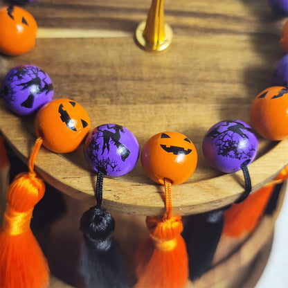 Halloween Wooden Tiered Tray Decor Accent Spooky Fall Seasonal Home Decoration