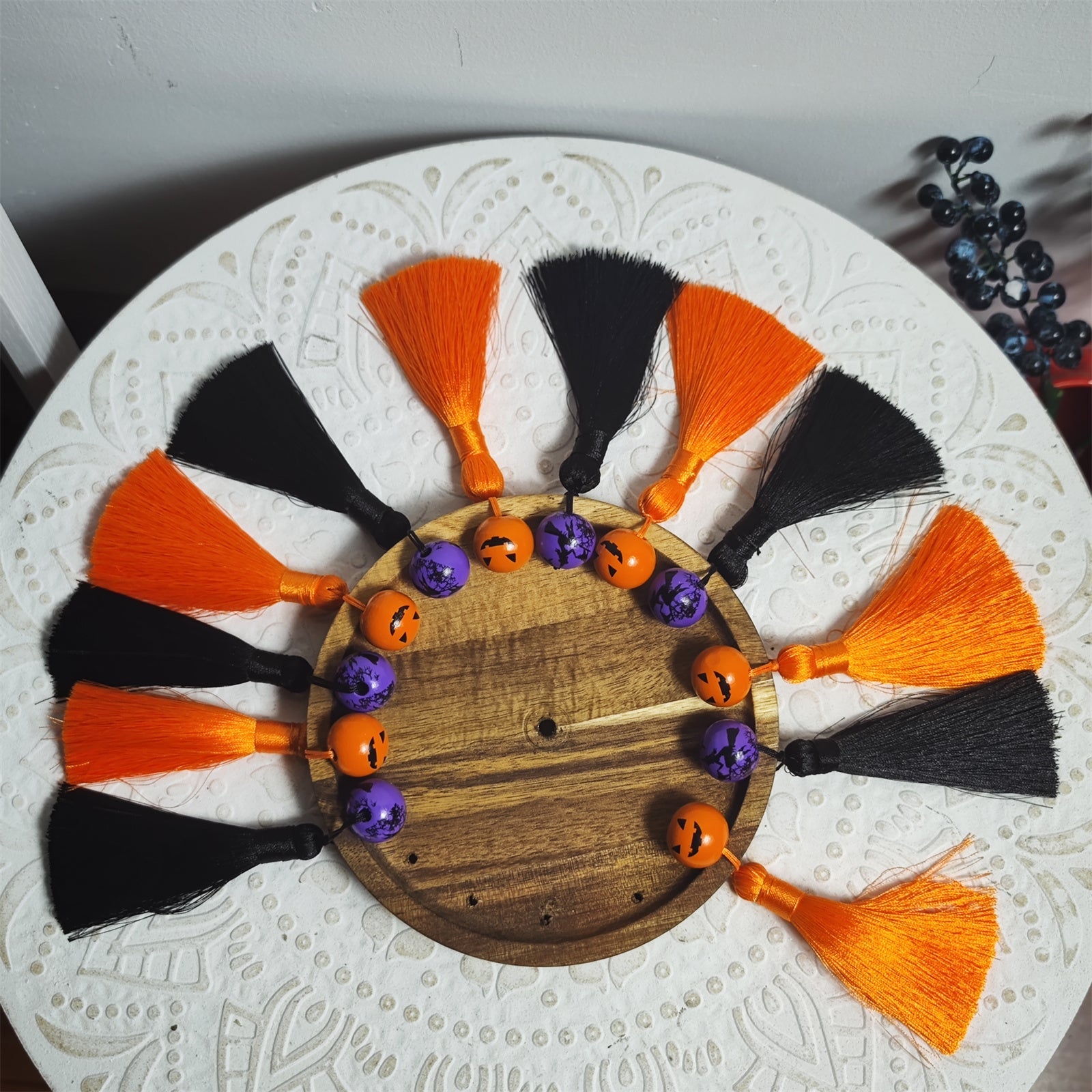 Halloween Wooden Tiered Tray Decor Accent Spooky Fall Seasonal Home Decoration
