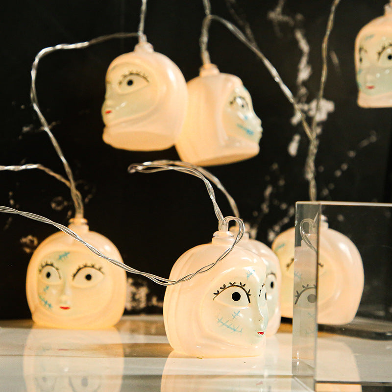 Halloween LED String Lights 59 Inch Ghost and Witch Decorative Artificial Lighting