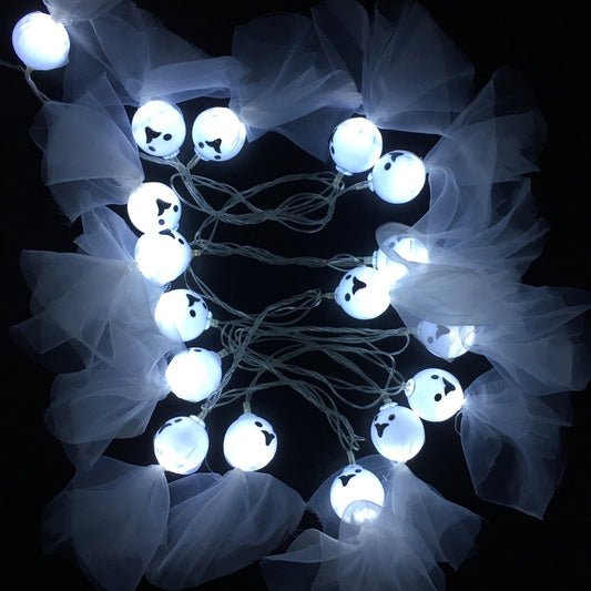 Halloween LED Ghost String Lights 59 Inch 10 Pcs Decorative Artificial Lighted Dolls