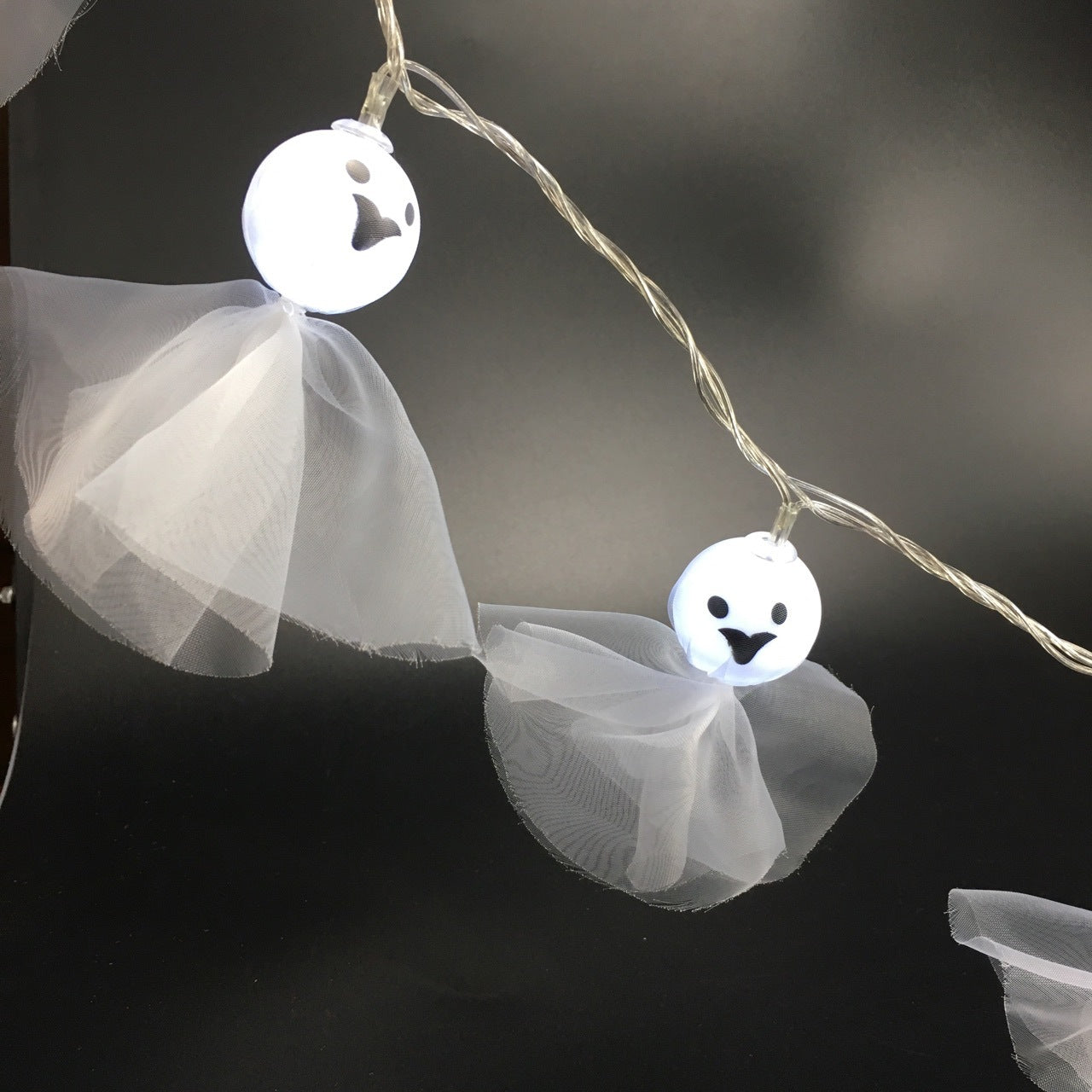 Halloween LED Ghost String Lights 59 Inch 10 Pcs Decorative Artificial Lighted Dolls