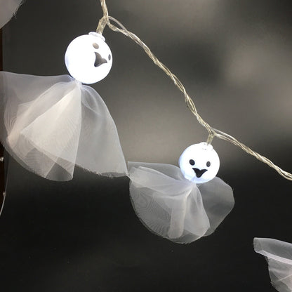 Halloween LED Ghost String Lights 59 Inch 10 Pcs Decorative Artificial Lighted Dolls