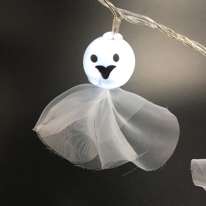 Halloween LED Ghost String Lights 59 Inch 10 Pcs Decorative Artificial Lighted Dolls