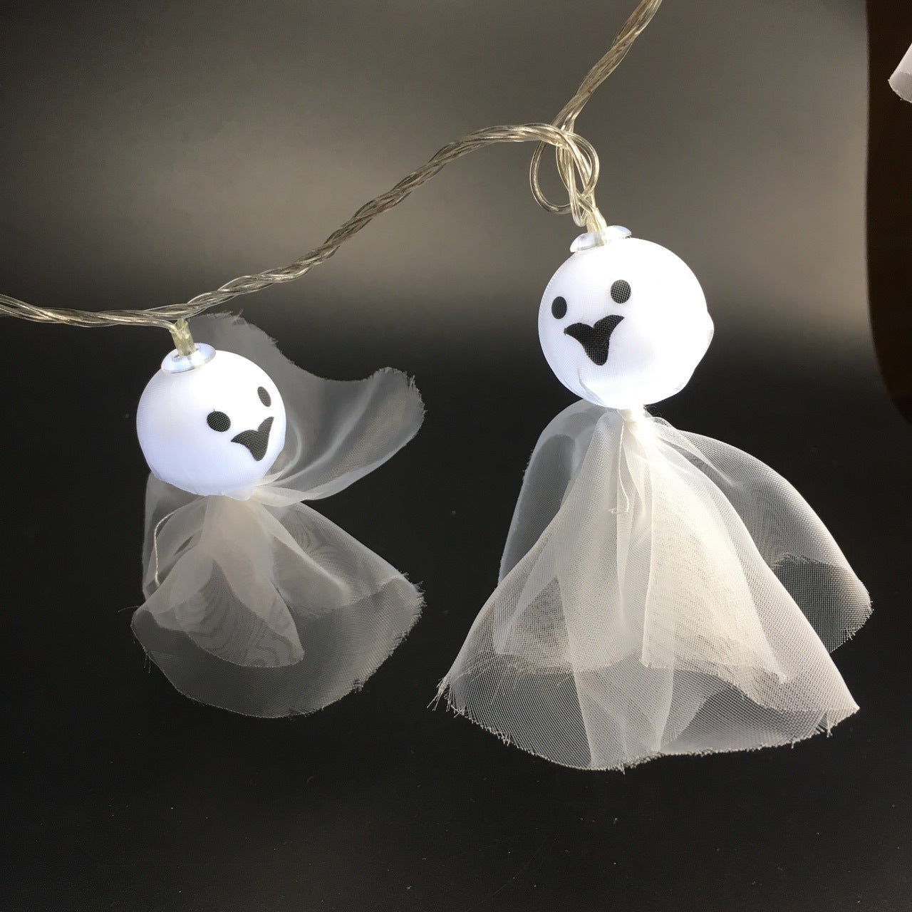 Halloween LED Ghost String Lights 59 Inch 10 Pcs Decorative Artificial Lighted Dolls