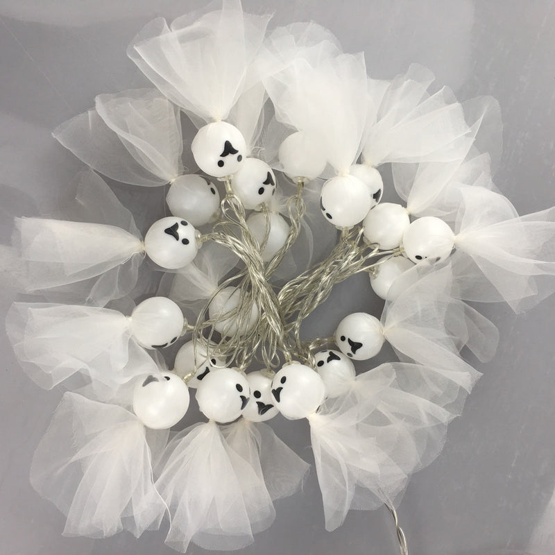Halloween LED Ghost String Lights 59 Inch 10 Pcs Decorative Artificial Lighted Dolls