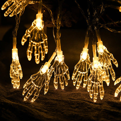 LED Ghost Hands String Lights 59 Inch Halloween Decoration, 10 Pcs Artificial Lighted Ghosts