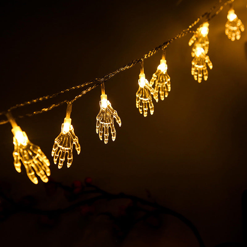 LED Ghost Hands String Lights 59 Inch Halloween Decoration, 10 Pcs Artificial Lighted Ghosts