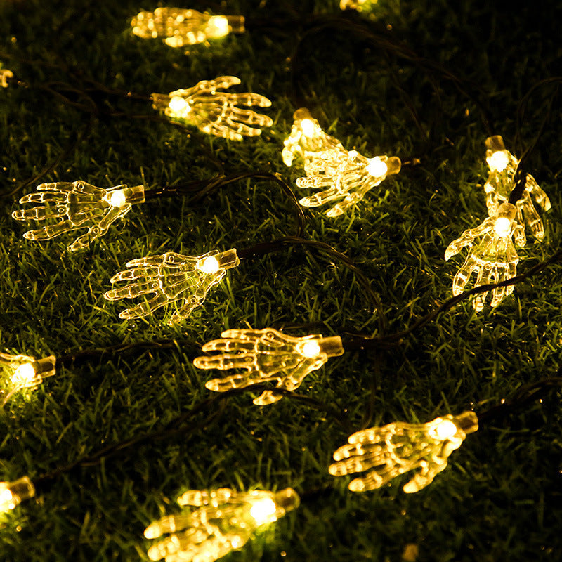 LED Ghost Hands String Lights 59 Inch Halloween Decoration, 10 Pcs Artificial Lighted Ghosts