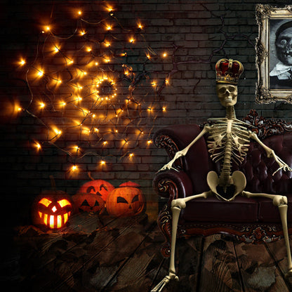 Halloween LED Spider Web Decoration 39 Inch Artificial Lighted Lamp