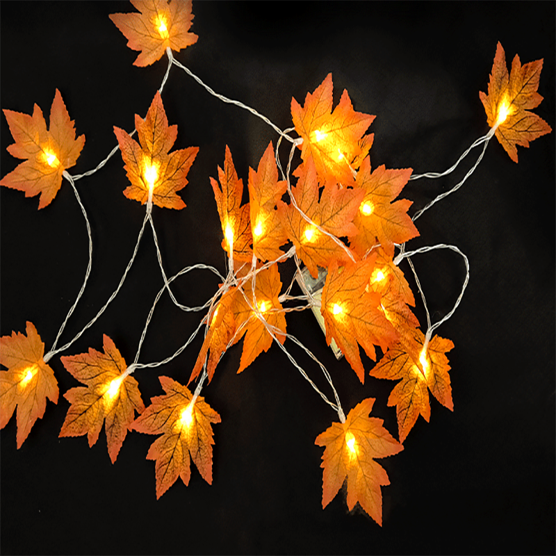 Halloween LED String Lights 117 Inch Maple Leaf Design Artificial Decorative Lights