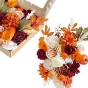 10 Pcs Fall Thanksgiving Artificial Flower Heads Box Set Orange Burgundy Silk for DIY Centerpieces Floral Arrangement