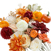 10 Pcs Fall Thanksgiving Artificial Flower Heads Box Set Orange Burgundy Silk for DIY Centerpieces Floral Arrangement