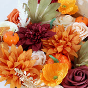 10 Pcs Fall Thanksgiving Artificial Flower Heads Box Set Orange Burgundy Silk for DIY Centerpieces Floral Arrangement