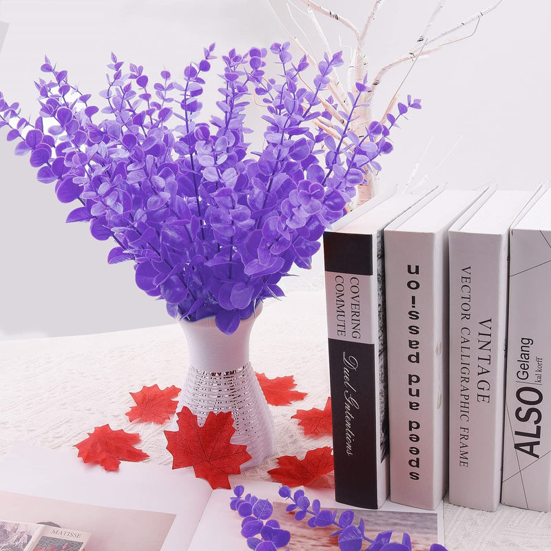 12 Inch Artificial Eucalyptus Stems 12 Pcs Black Purple Orange Halloween Decor