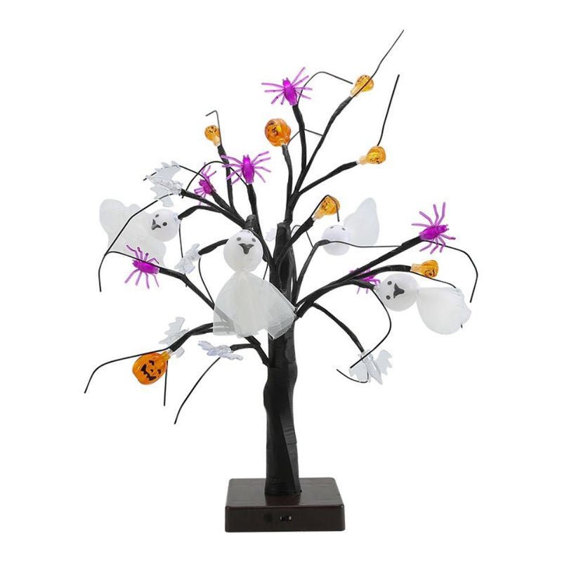 Halloween Tree with Lights 1 Pc Spooky Eyeball Ghost Spider Artificial Decoration