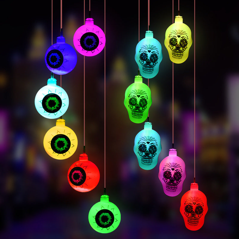 10 Pcs Halloween Solar LED Ball Wind Chimes Hanging Lights Outdoor Decorative