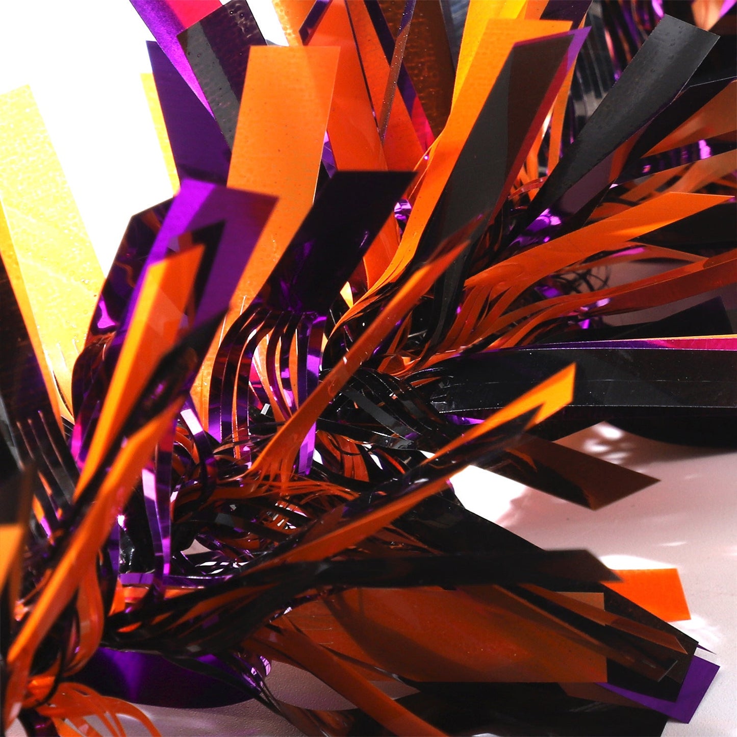 2 Pcs 12 Ft Halloween Tinsel Garland Black Orange Purple Shiny Twist Artificial Garland