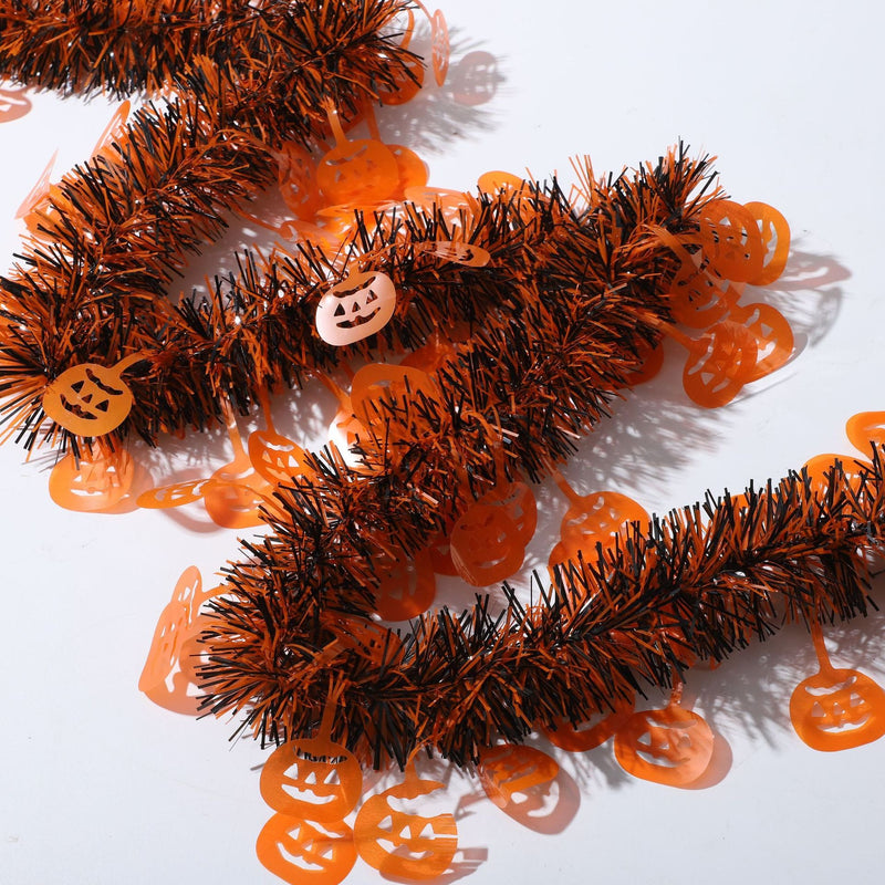 50 Pcs Halloween Metallic Tinsel Garland 300 Ft Shiny Twist Ghost Spider Pumpkin Decorations