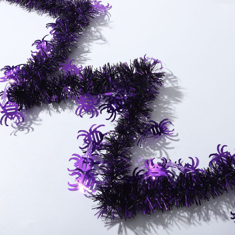 50 Pcs Halloween Metallic Tinsel Garland 300 Ft Shiny Twist Ghost Spider Pumpkin Decorations