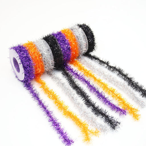 8.8 Ft Halloween Tinsel Garland Roll, Shiny Twist, Bulk Quantity, Decorative Hanging Garland