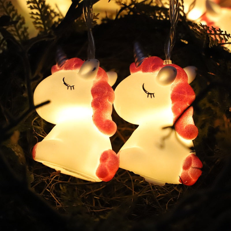 Halloween Unicorn LED String Lights 39 Inch 10 Pcs Decorative Artificial Lighted Garland