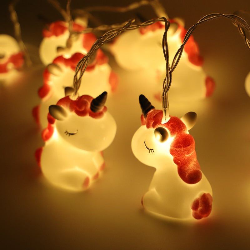 Halloween Unicorn LED String Lights 39 Inch 10 Pcs Decorative Artificial Lighted Garland