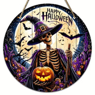 Halloween Wooden Wall Hanging - 8" Witch Moon Decor- Porch Sign for Spooky Season