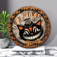 Halloween Wooden Wall Hanging - 8" Witch Moon Decor- Porch Sign for Spooky Season