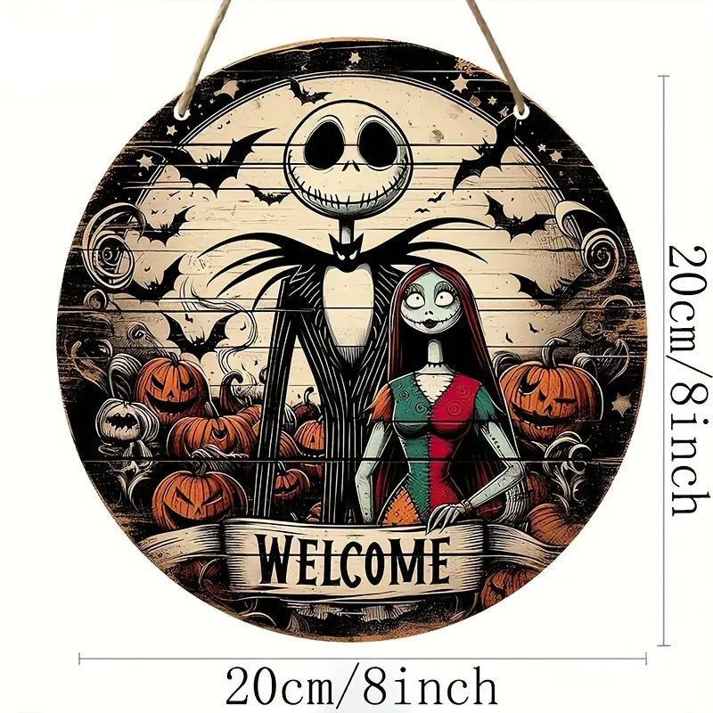 Halloween Wooden Wall Hanging - 8" Witch Moon Decor- Porch Sign for Spooky Season