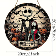 Halloween Wooden Wall Hanging - 8" Witch Moon Decor- Porch Sign for Spooky Season