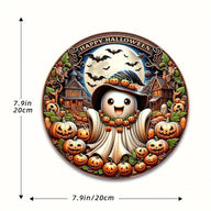 Halloween Wooden Wall Hanging - 8" Witch Moon Decor- Porch Sign for Spooky Season