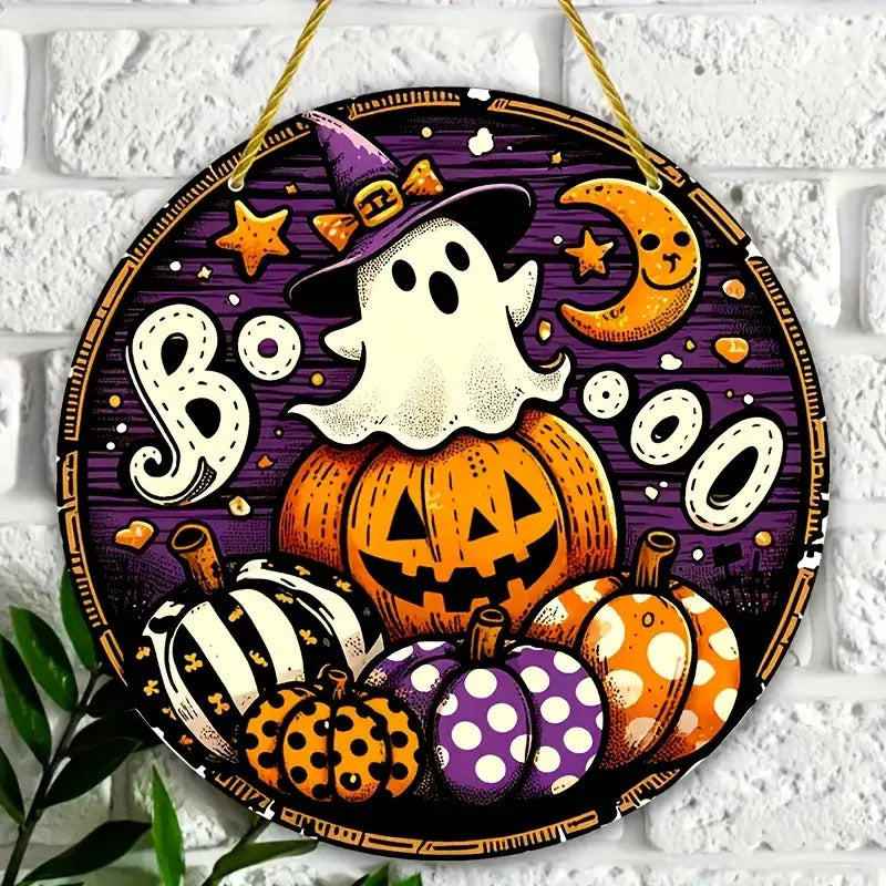 Halloween Wooden Wall Hanging - 8" Witch Moon Decor- Porch Sign for Spooky Season